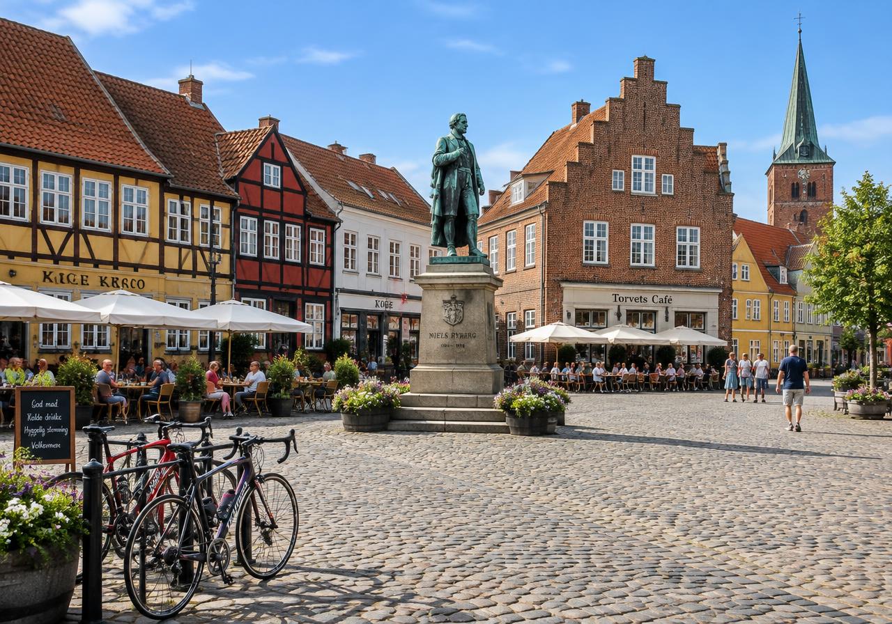 Køge Torv med gamle købmandsgårde
